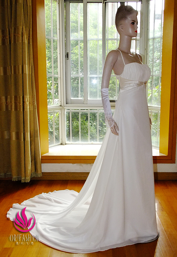 Orifashion HandmadeReal Custom Made Silk Chiffon Wedding Dress R